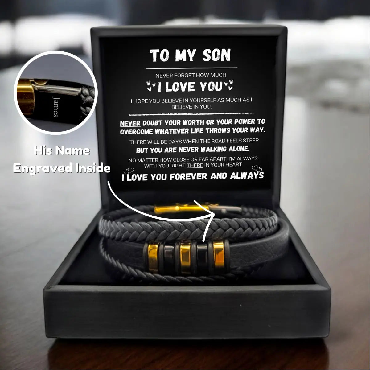 Para mi hijo - Nunca solo - Pulsera trenzada