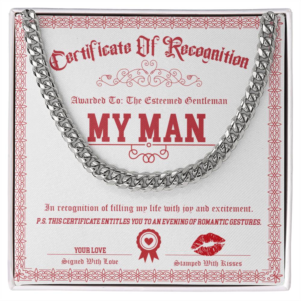 Mi hombre - Estimado caballero - Collar de eslabones cubanos