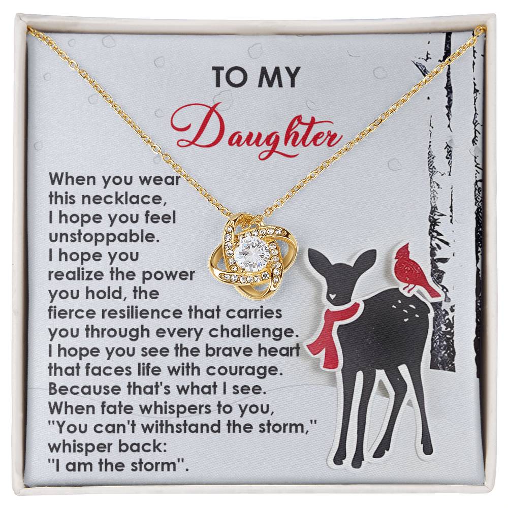 Daughter - Every Challenge - Love Knot Necklace