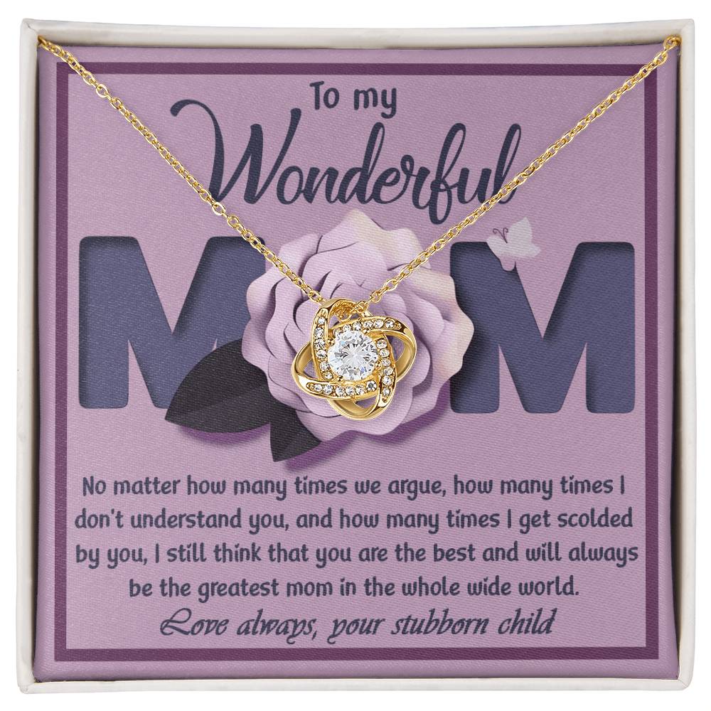 Mom - The Greatest Mom - Love Knot Necklace