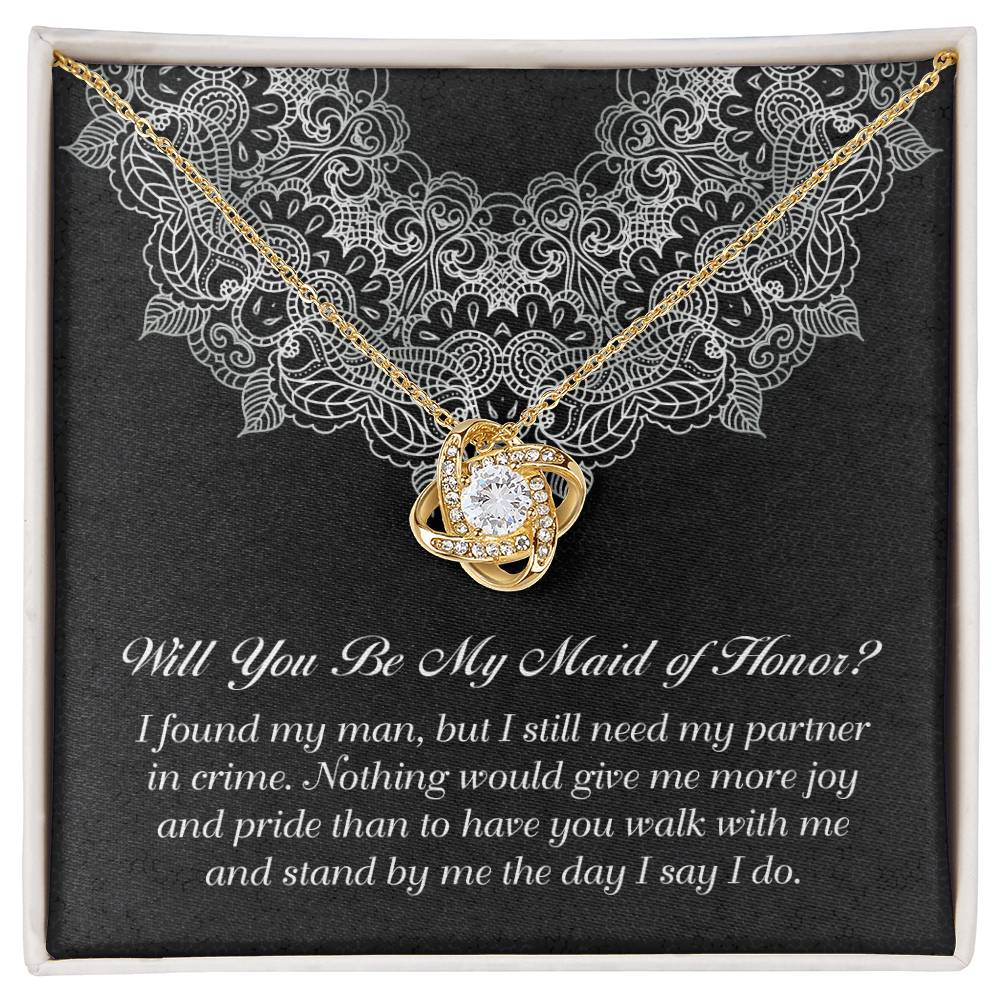 Collar de nudo de amor para dama de honor - Compañera de crimen