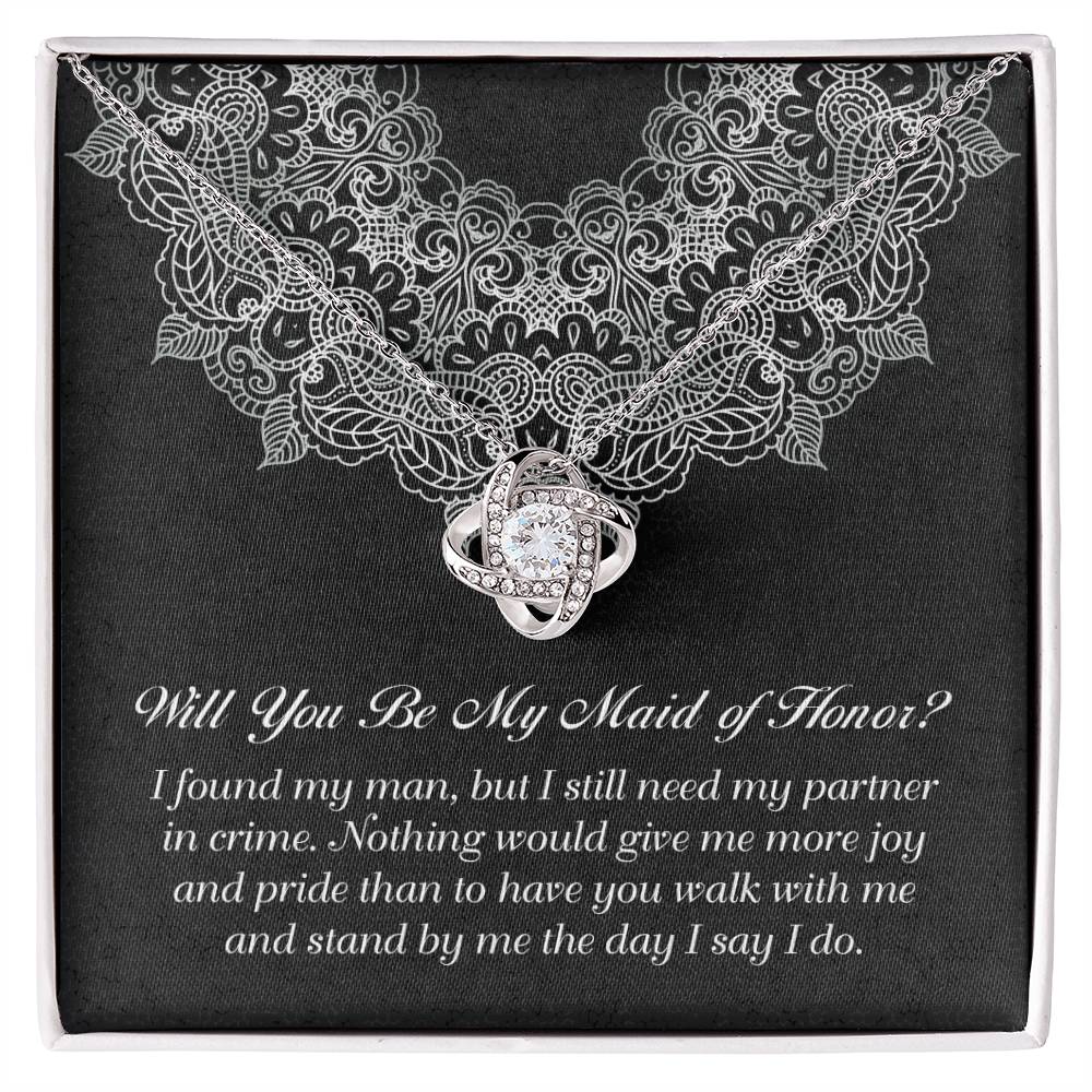 Collar de nudo de amor para dama de honor - Compañera de crimen