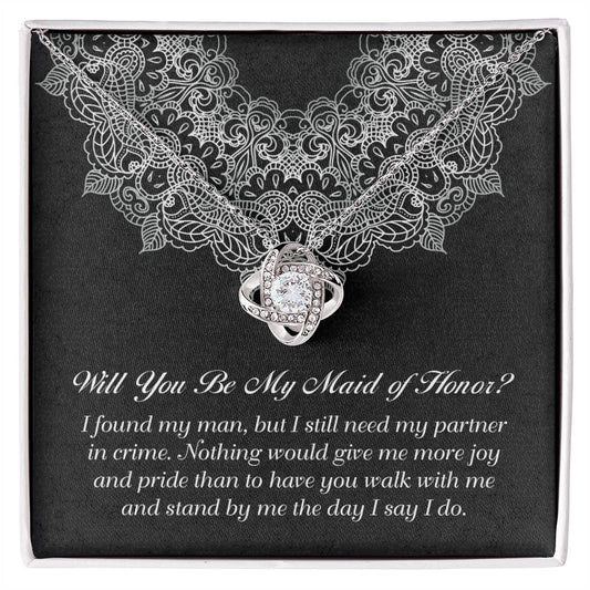 Collar de nudo de amor para dama de honor - Compañera de crimen