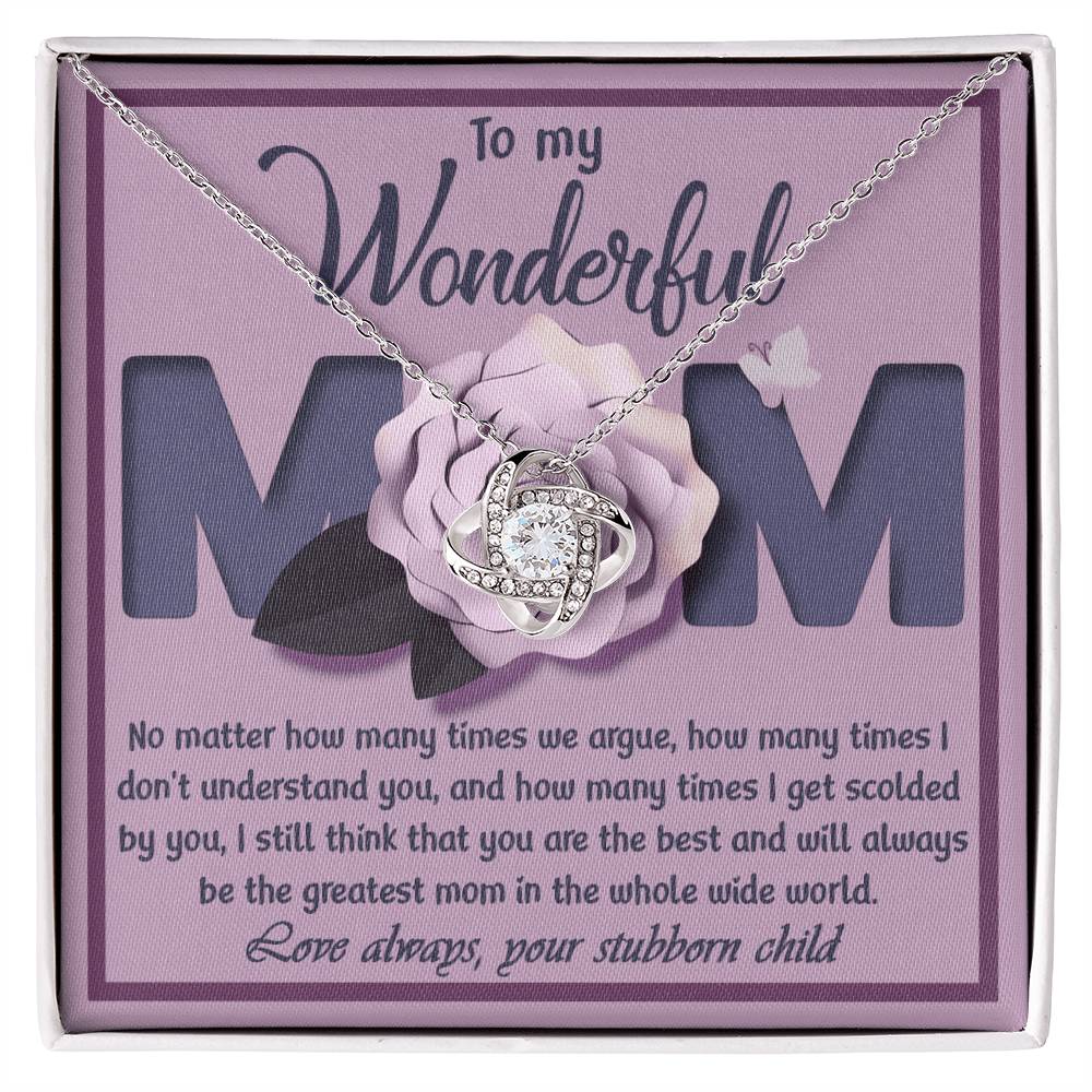 Mom - The Greatest Mom - Love Knot Necklace