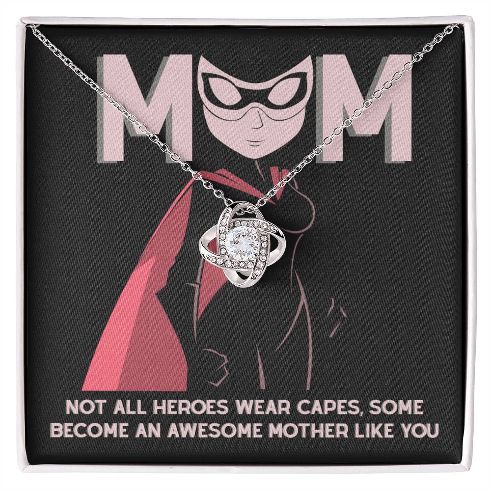 Mom - An Awesome Mother - Love Knot Necklace
