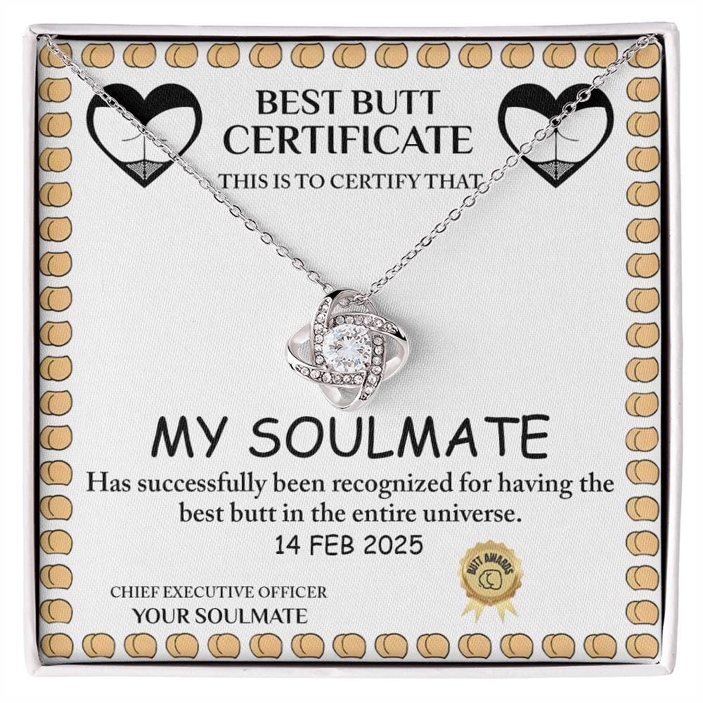 Love Certificate - Best Butt - Love Knot Necklace