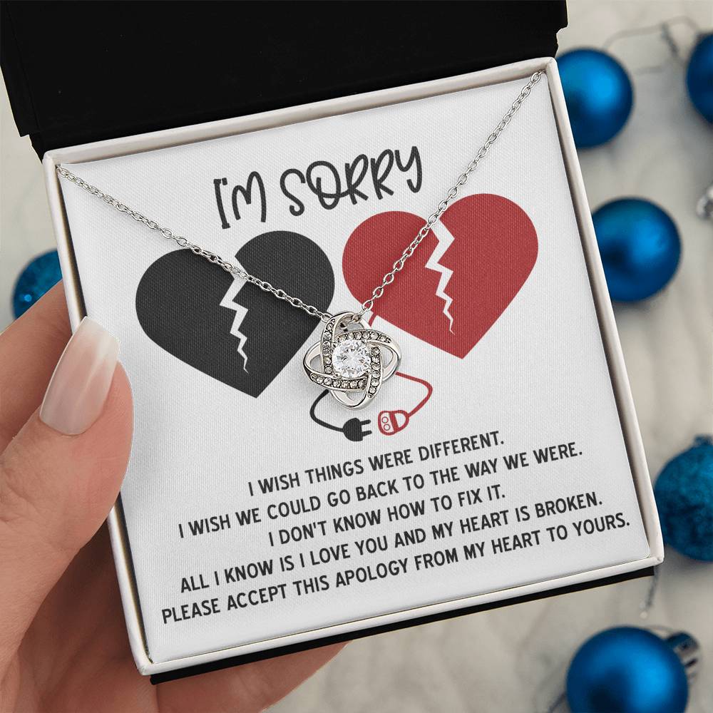 Lo siento - Corazón roto - Collar con nudo de amor