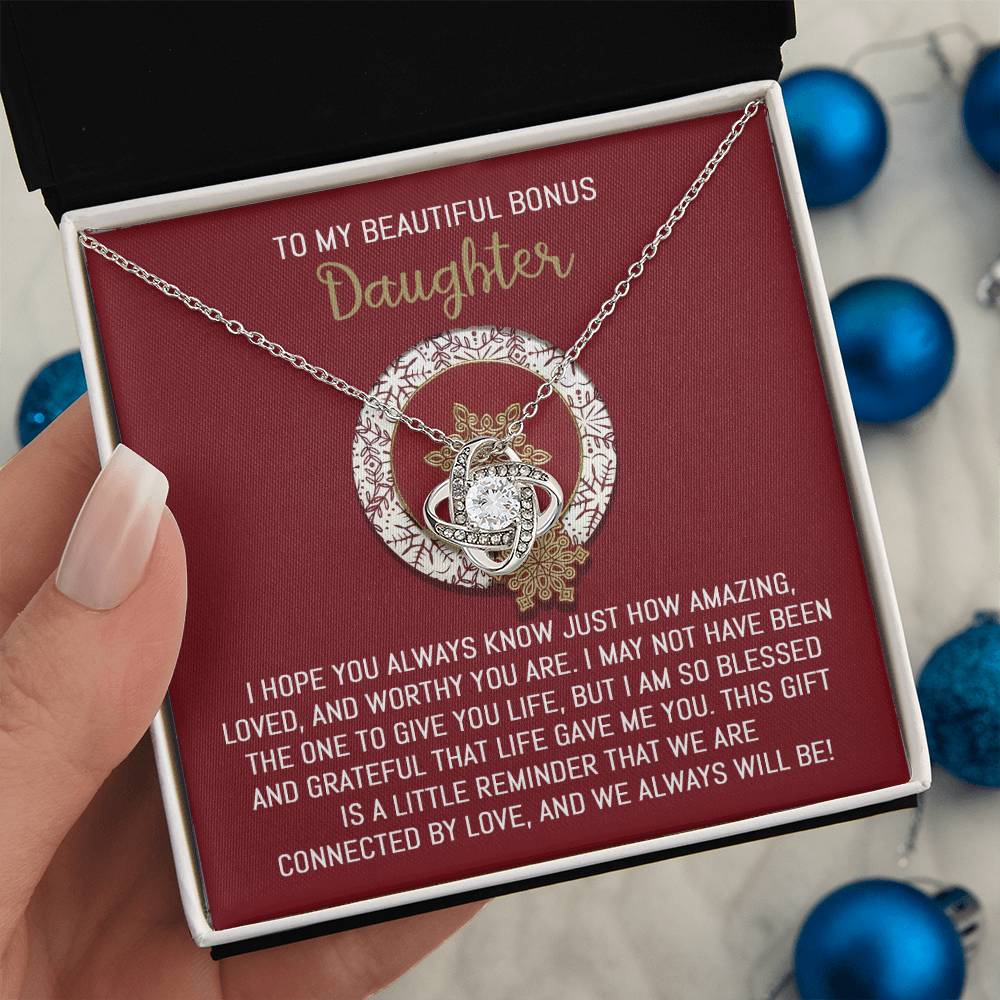 Collar con nudo de amor "Hija Bonus - Siempre lo será"