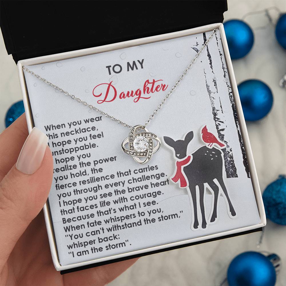 Daughter - Every Challenge - Love Knot Necklace