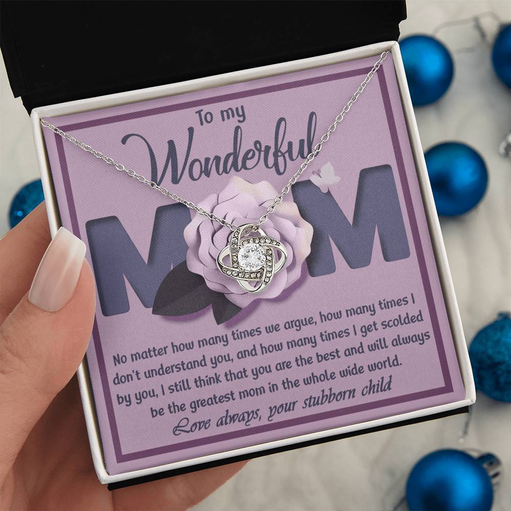 Mom - The Greatest Mom - Love Knot Necklace