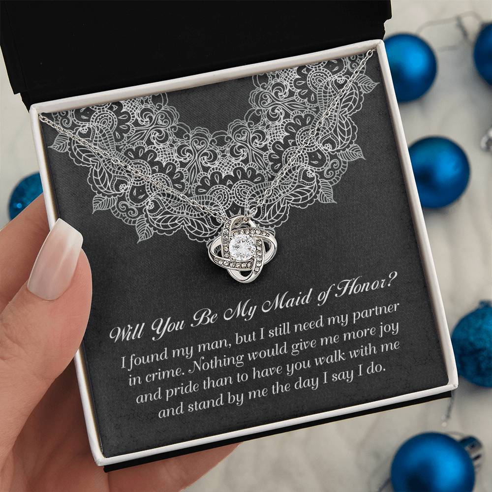 Collar de nudo de amor para dama de honor - Compañera de crimen