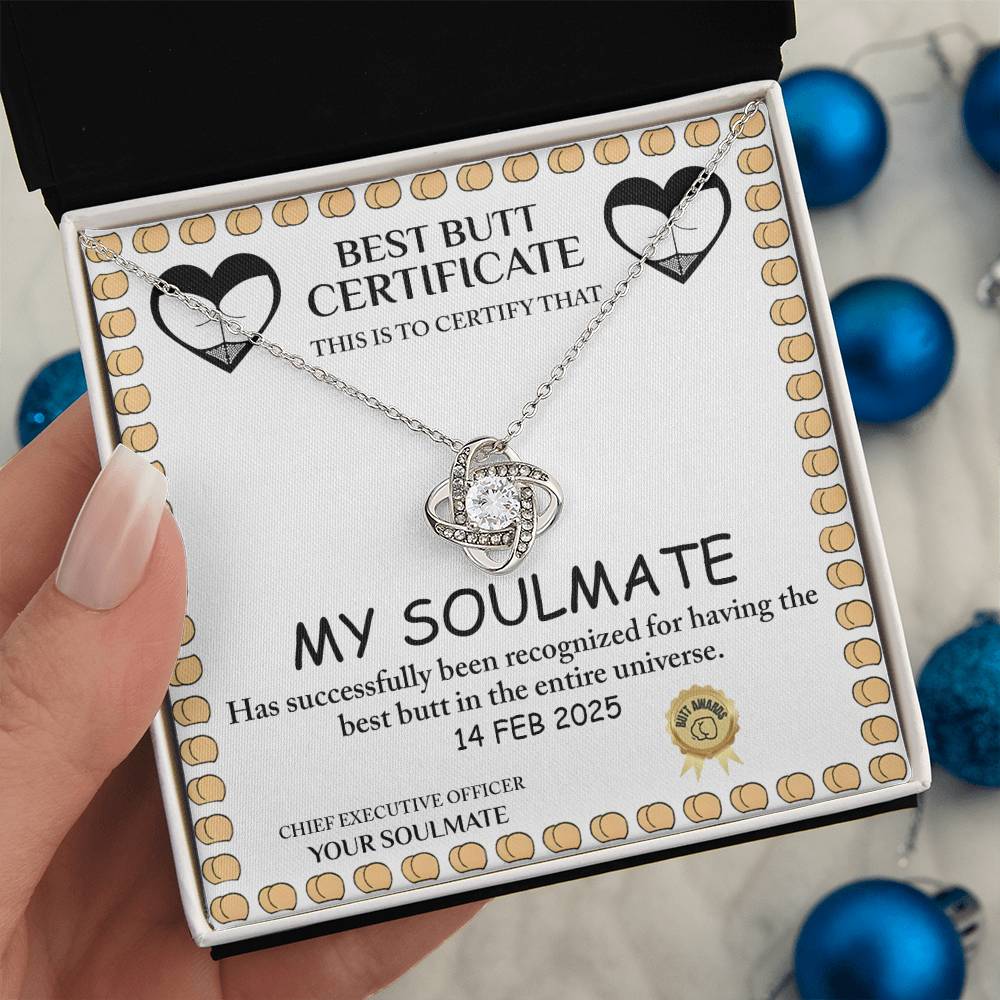 Love Certificate - Best Butt - Love Knot Necklace