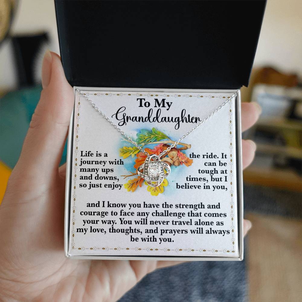 Granddaughter - Never Travel Alone - Love Knot Necklace