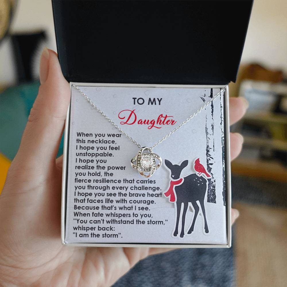 Daughter - Every Challenge - Love Knot Necklace
