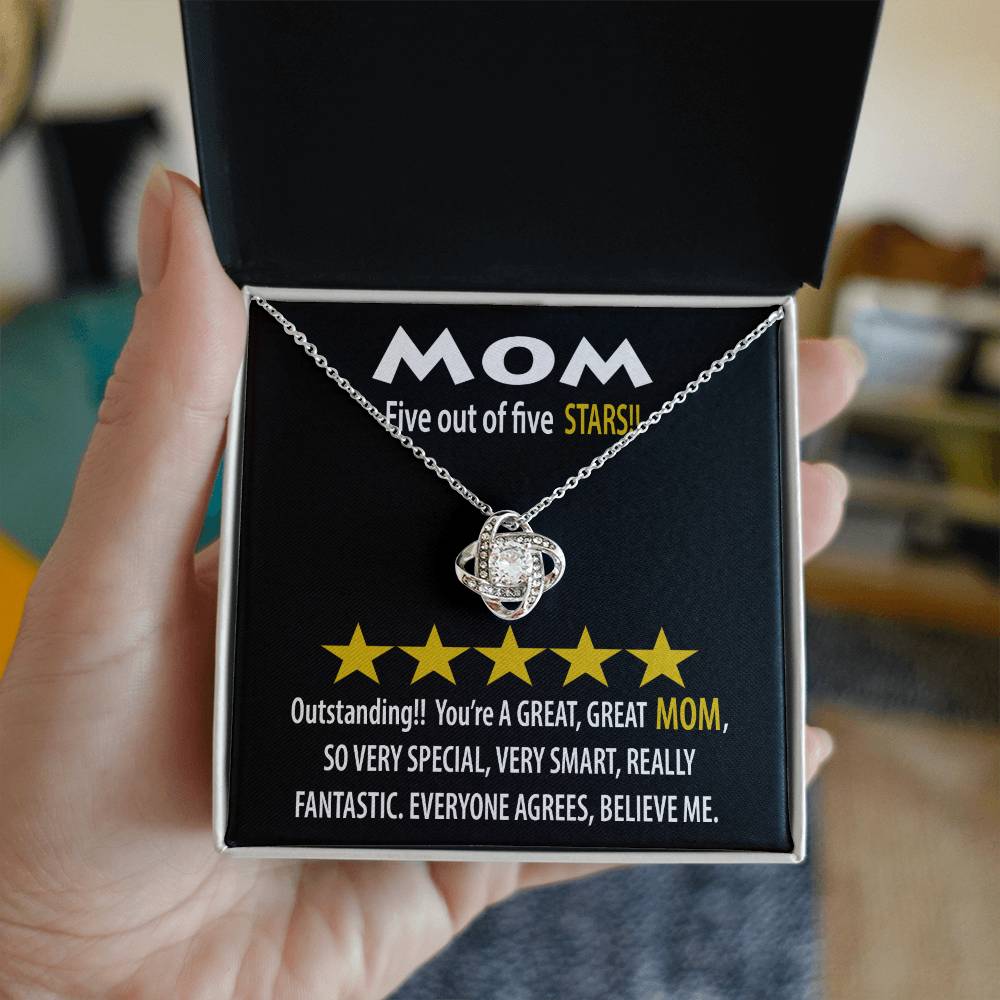 Mom - Five Stars - Love Knot Necklace