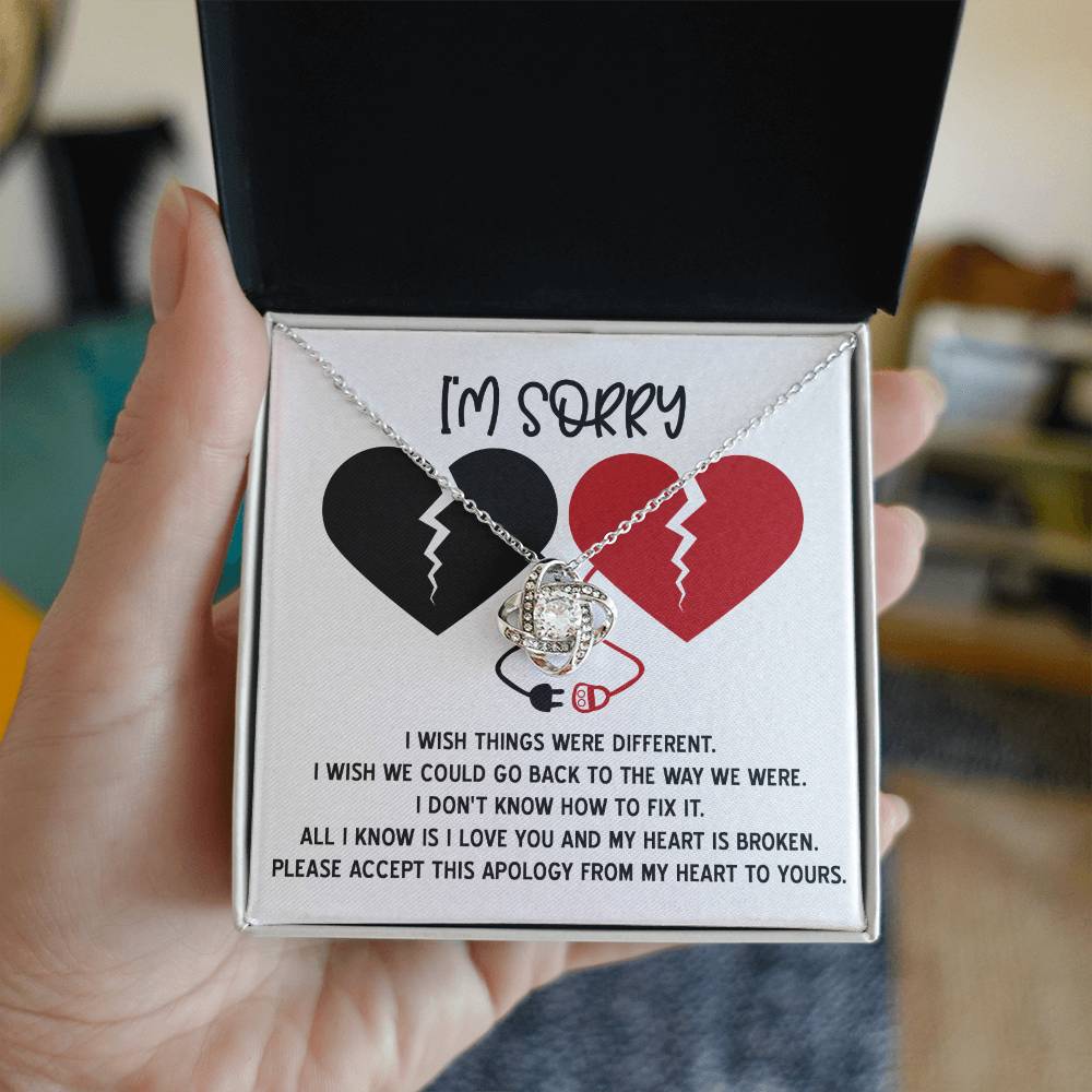Lo siento - Corazón roto - Collar con nudo de amor