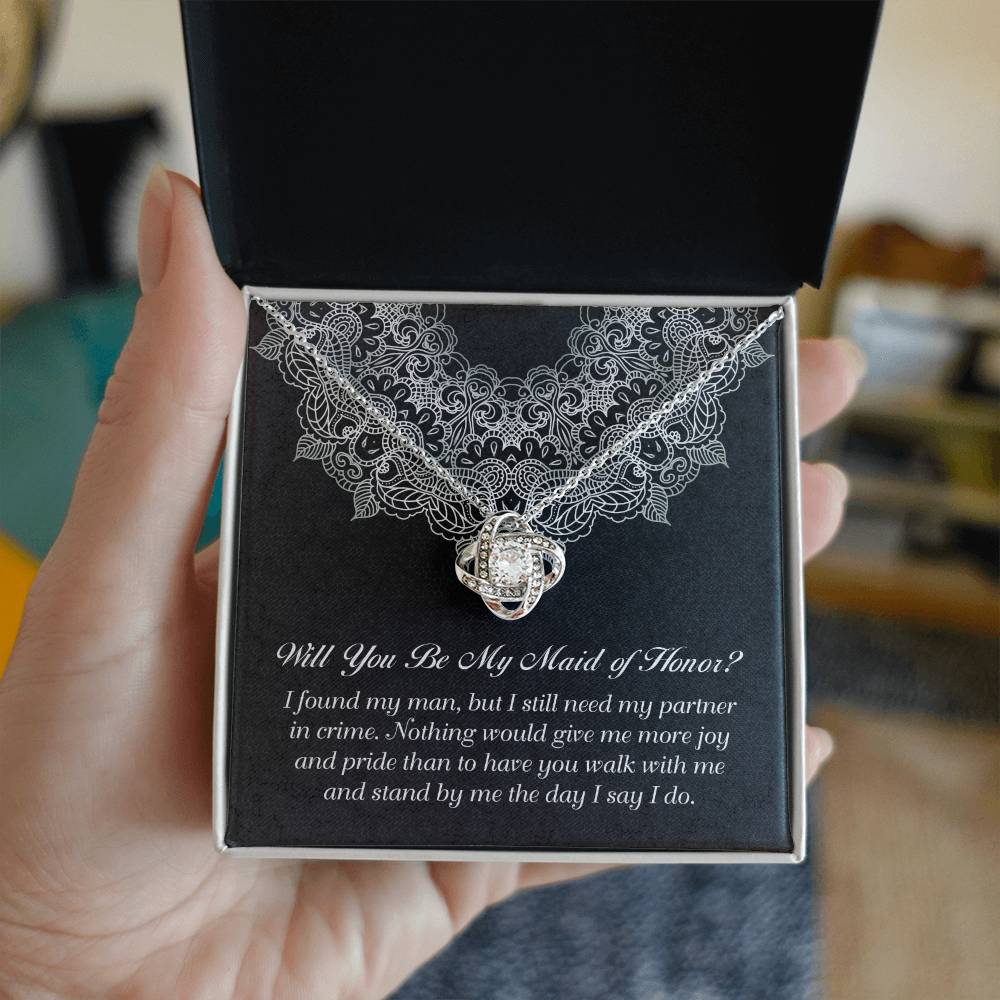 Collar de nudo de amor para dama de honor - Compañera de crimen