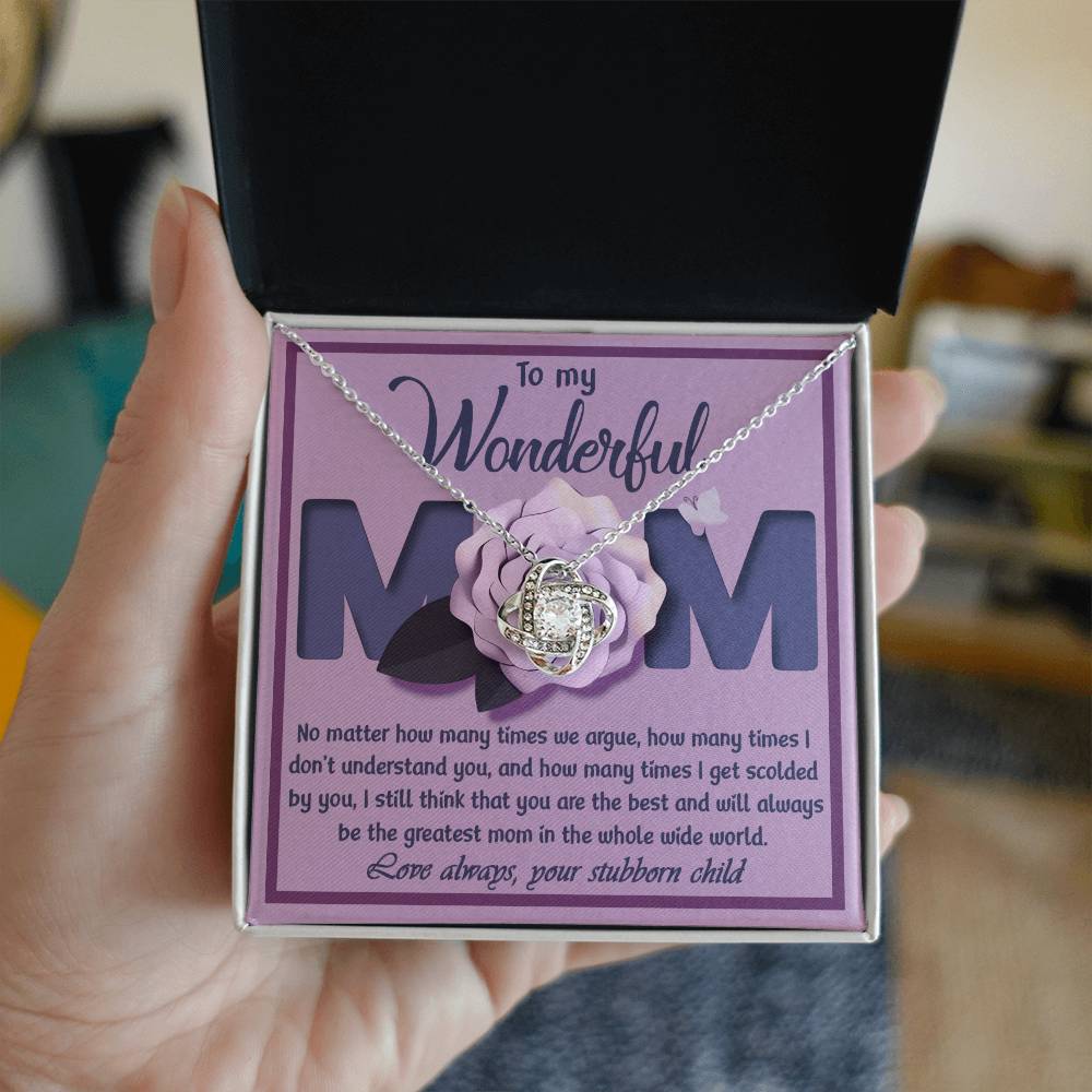 Mom - The Greatest Mom - Love Knot Necklace