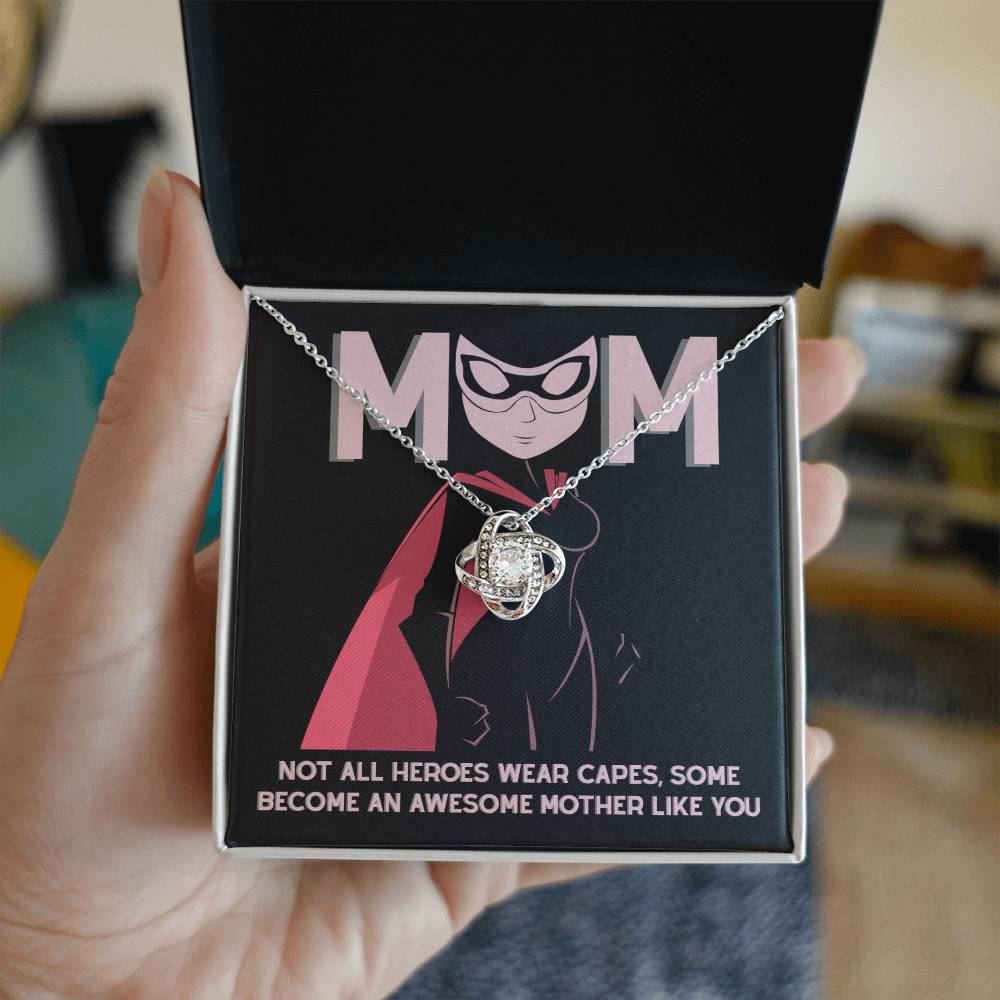 Mom - An Awesome Mother - Love Knot Necklace