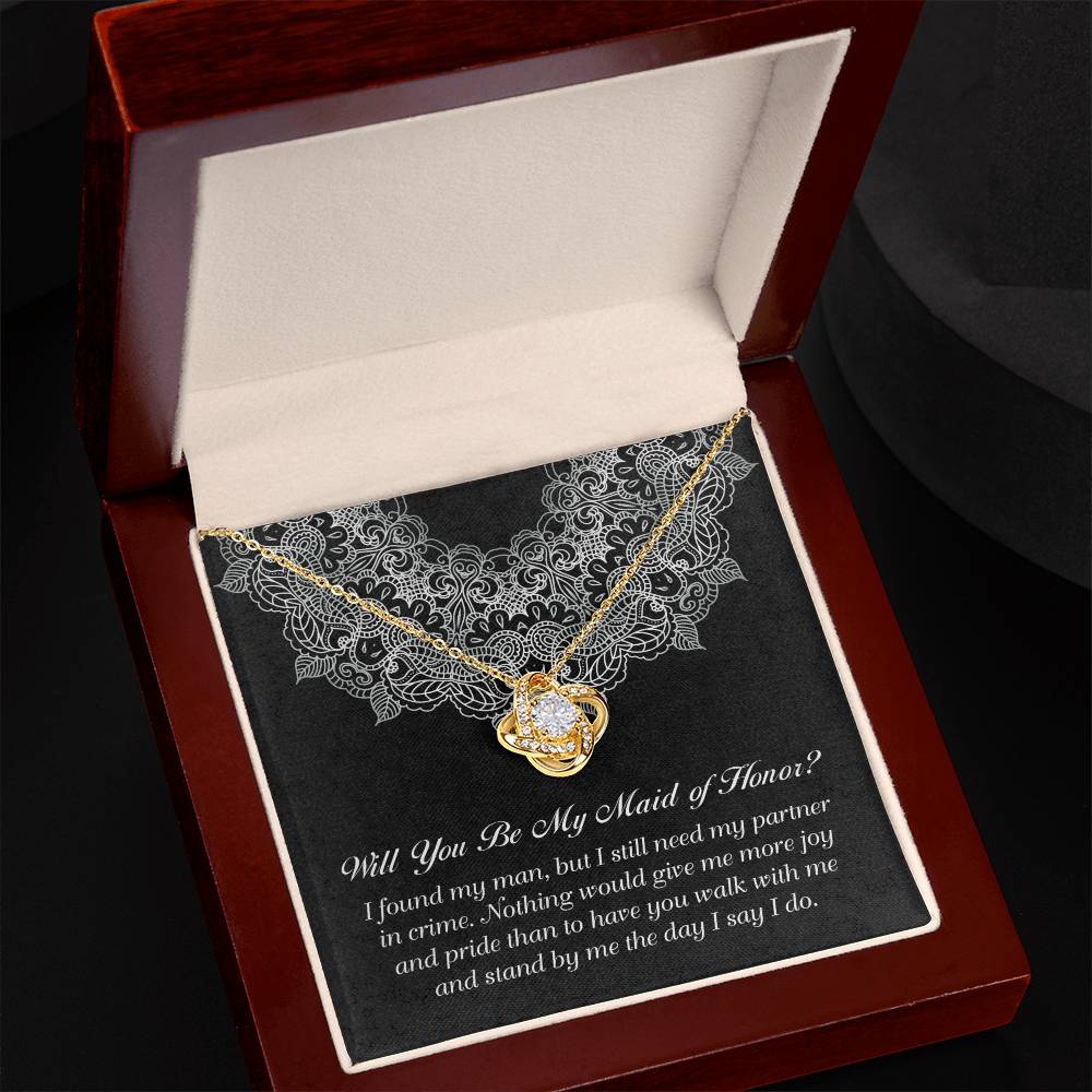 Collar de nudo de amor para dama de honor - Compañera de crimen