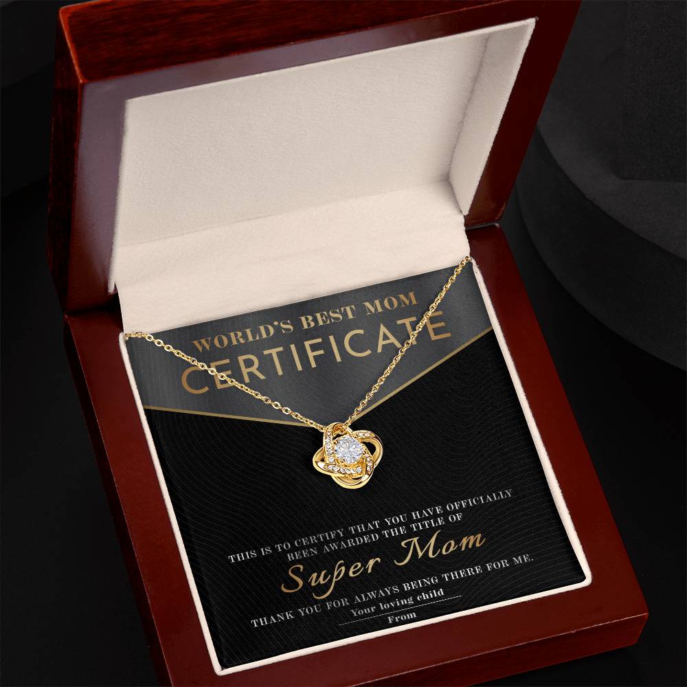 Mom - Best Mom Certificate - Love Knot Necklace