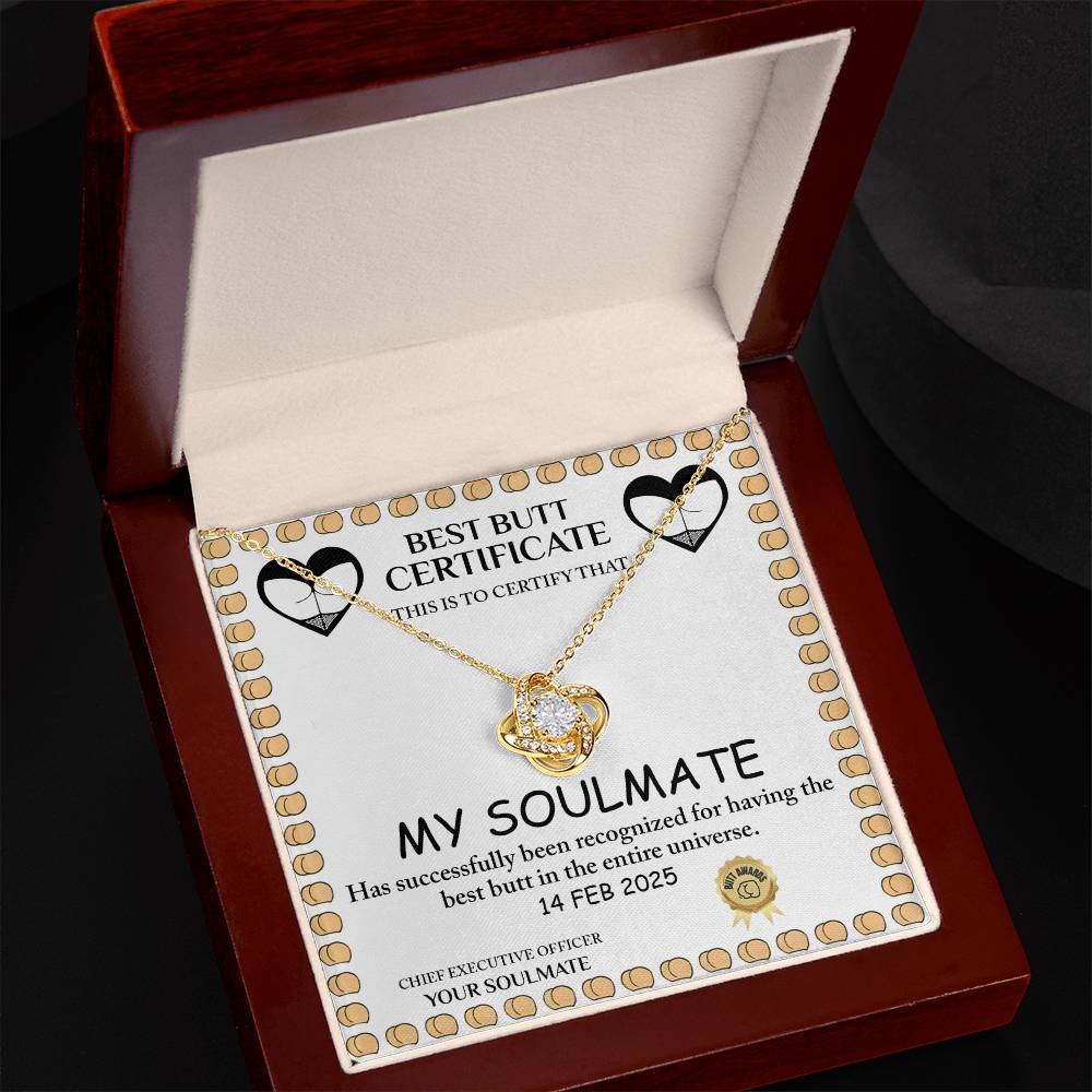 Love Certificate - Best Butt - Love Knot Necklace