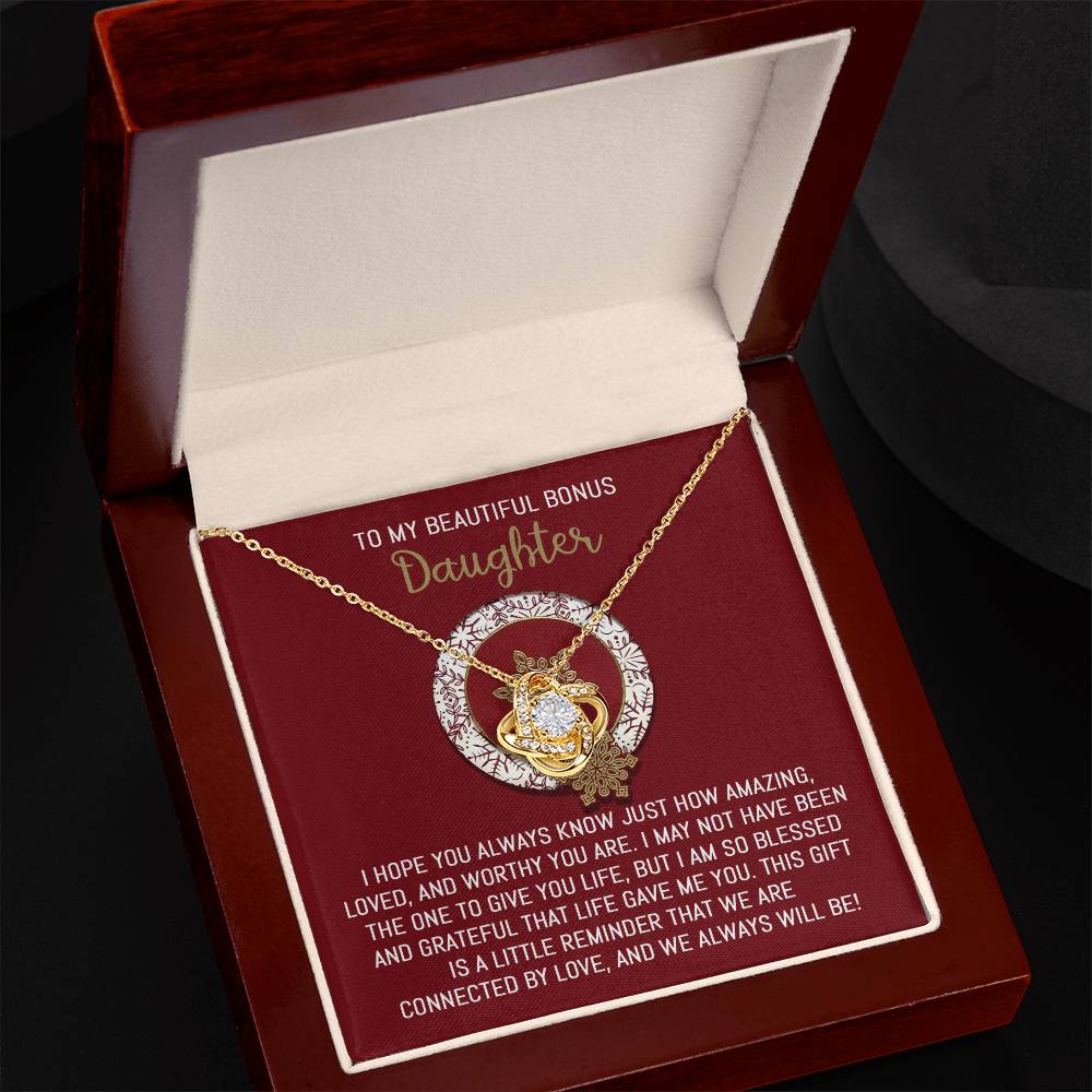 Collar con nudo de amor "Hija Bonus - Siempre lo será"