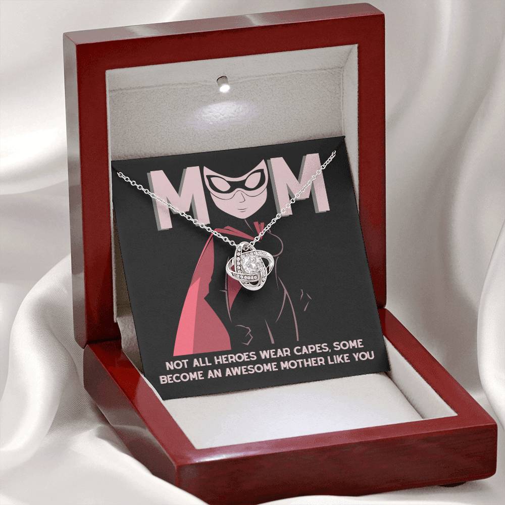 Mom - An Awesome Mother - Love Knot Necklace