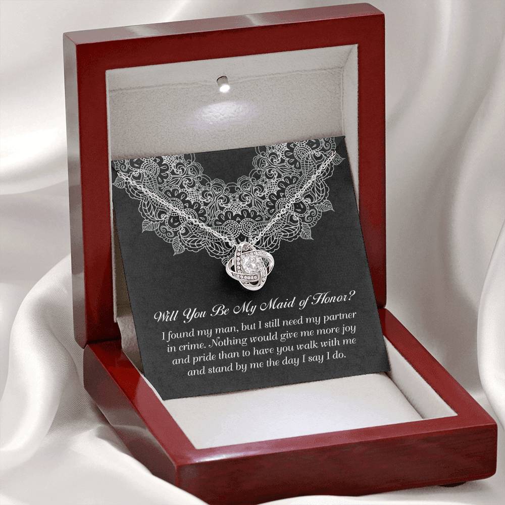 Collar de nudo de amor para dama de honor - Compañera de crimen