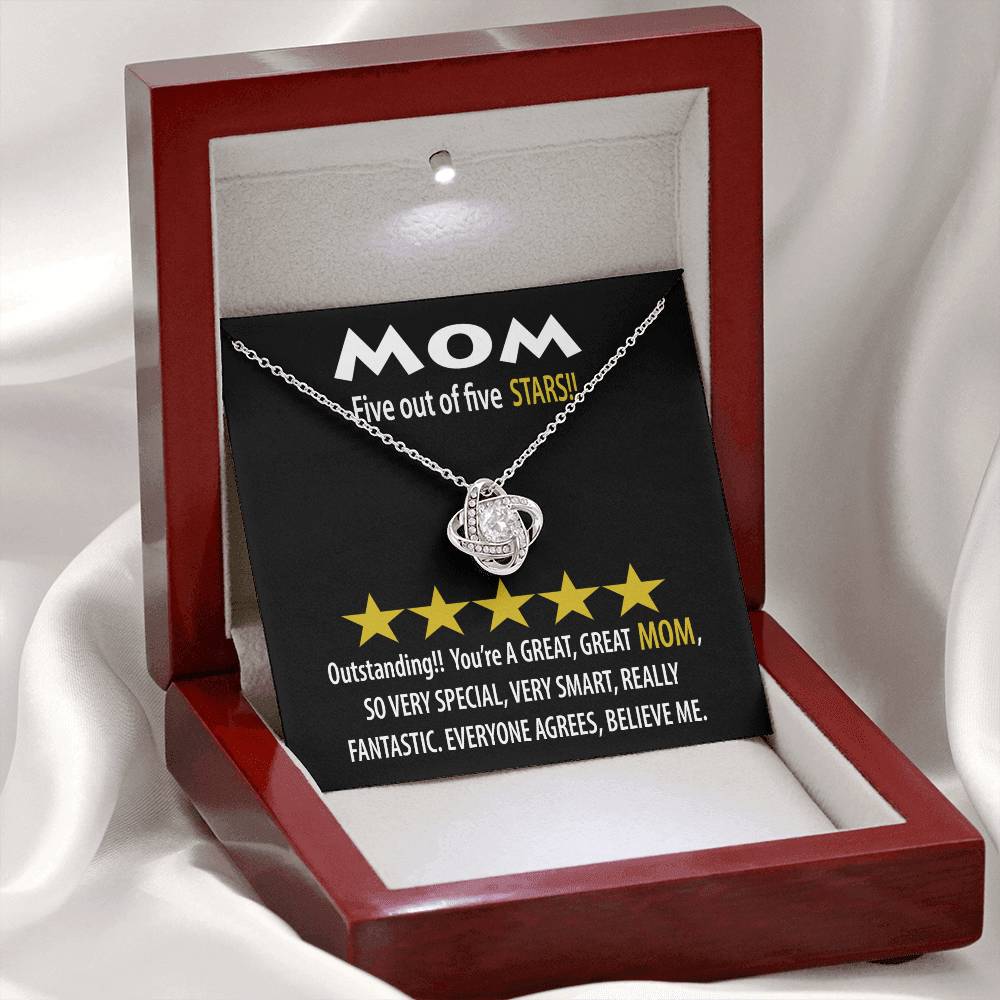 Mom - Five Stars - Love Knot Necklace