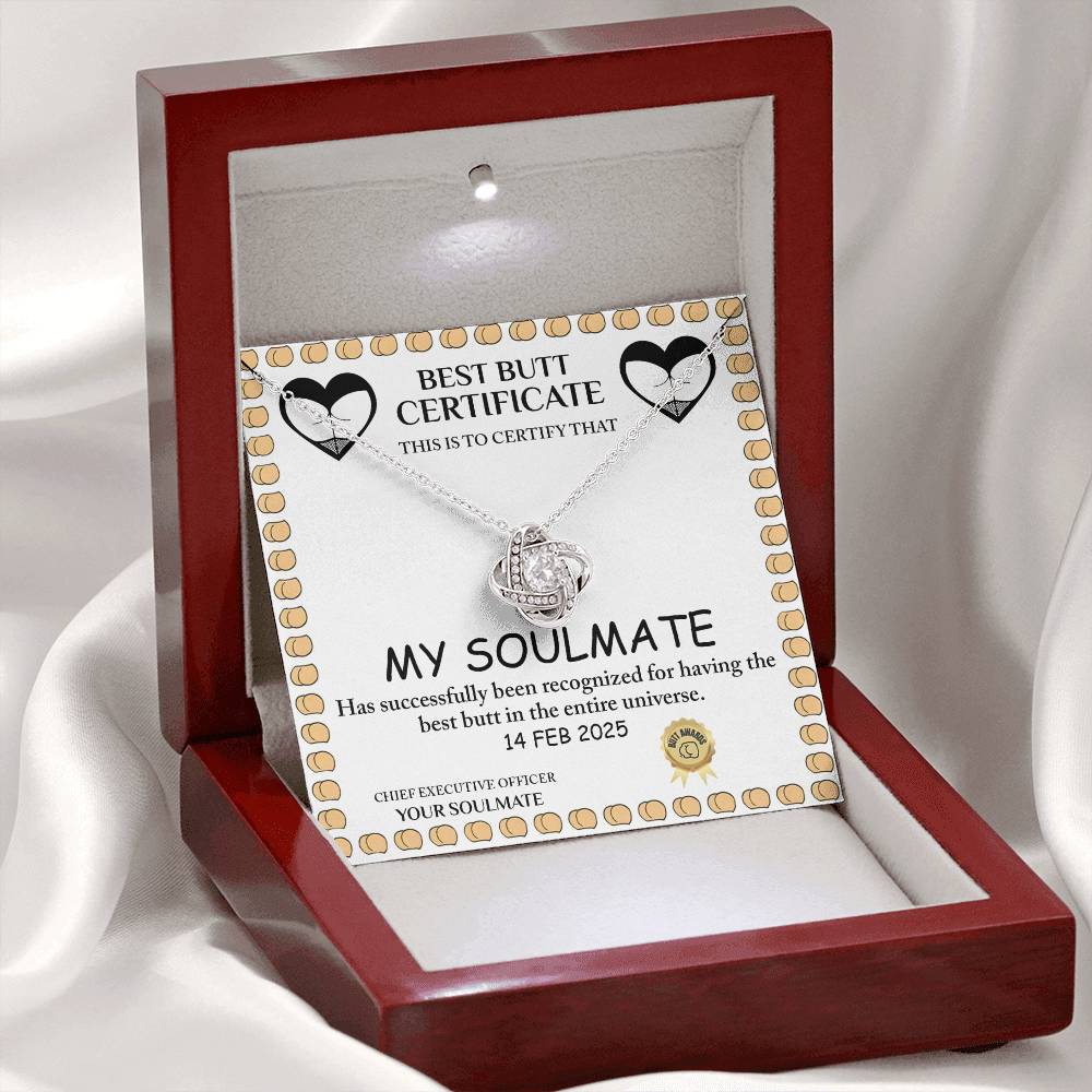 Love Certificate - Best Butt - Love Knot Necklace