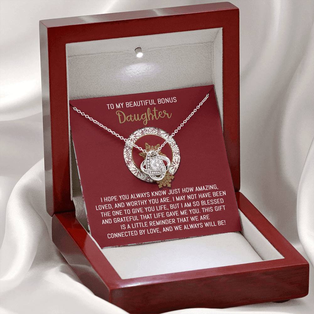 Collar con nudo de amor "Hija Bonus - Siempre lo será"