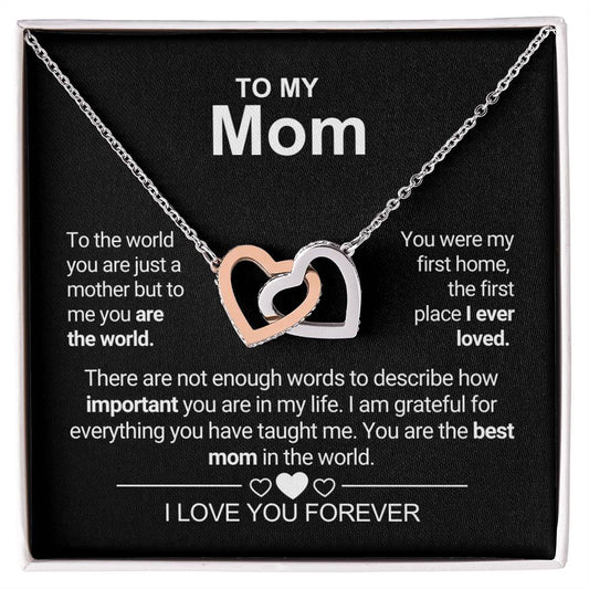Para mi mamá - Primer hogar - Collar de corazones entrelazados