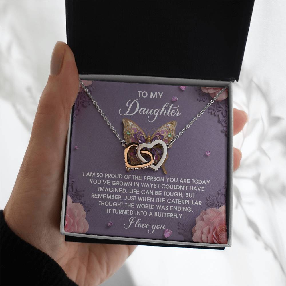 Daughter - A Butterfly - Interlocking Hearts