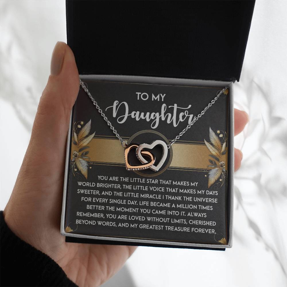 Daughter - Greatest Treasure - Interlocking Hearts