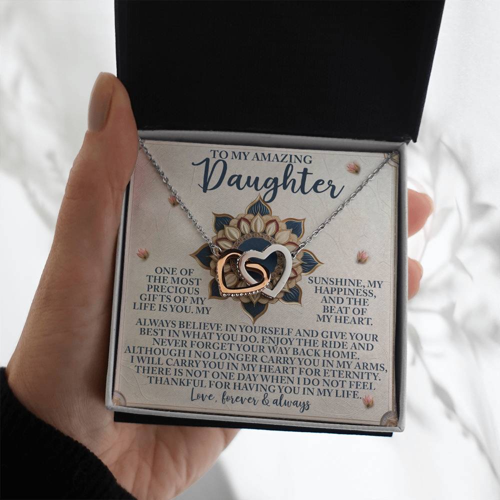 Daughter - Precious Gift - Interlocking Hearts