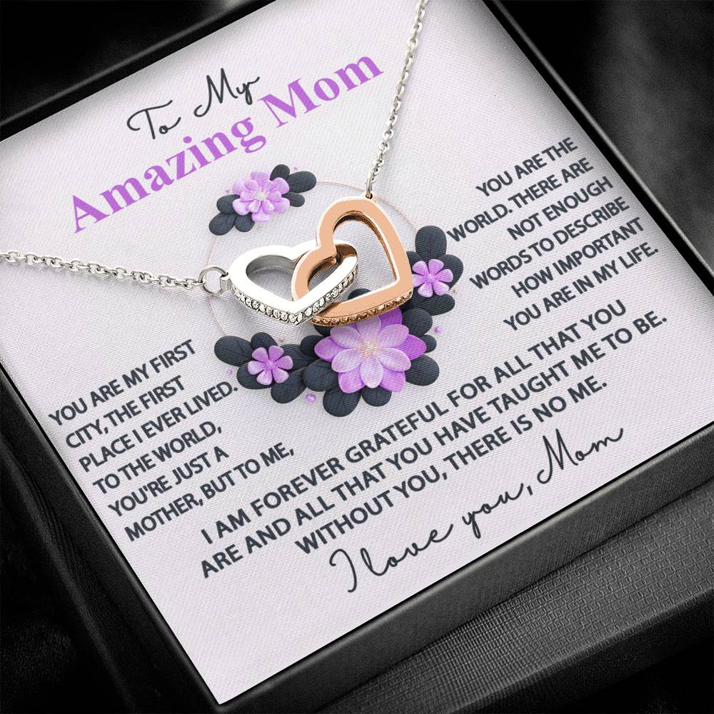 Mom - Forever Grateful - Interlocking Hearts