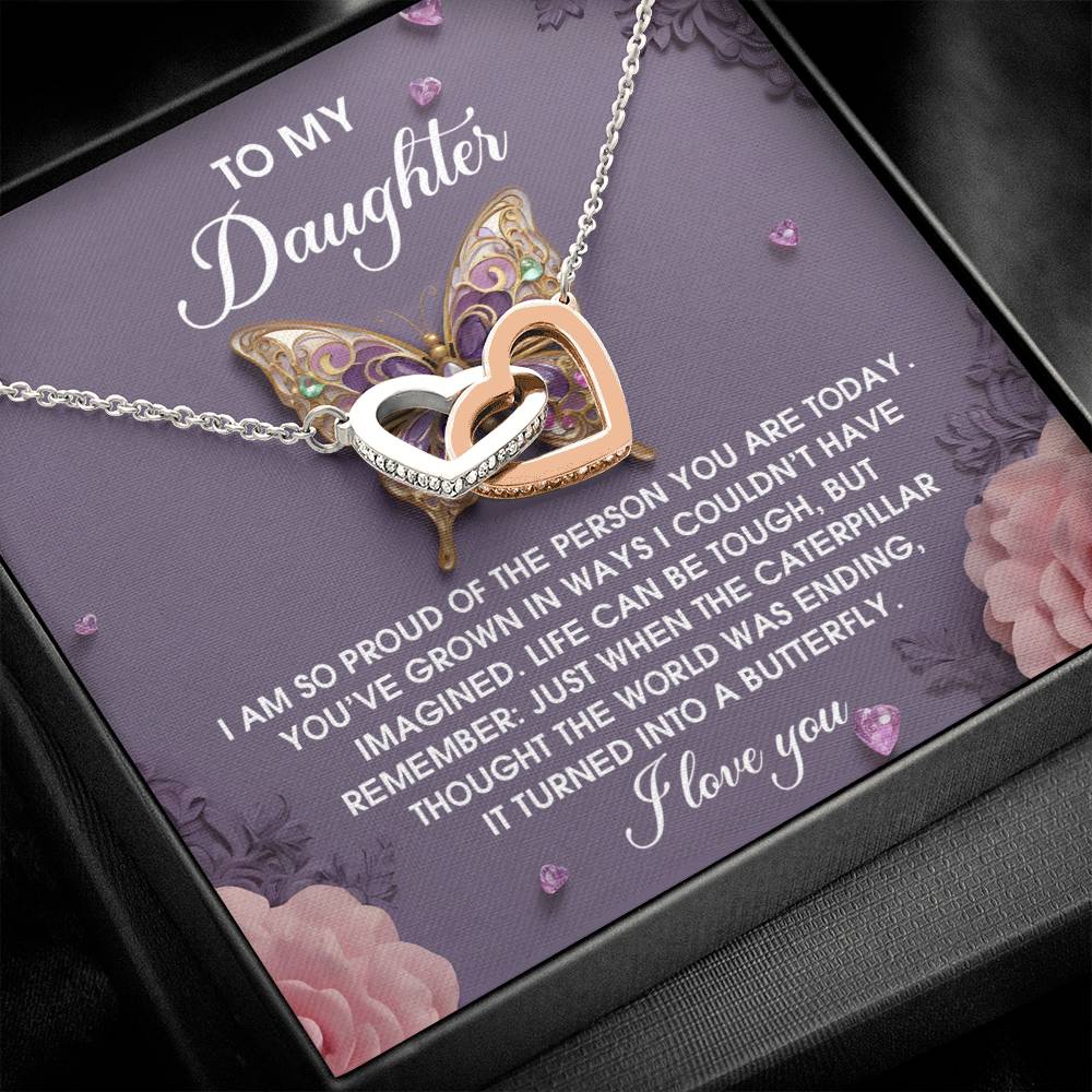Daughter - A Butterfly - Interlocking Hearts