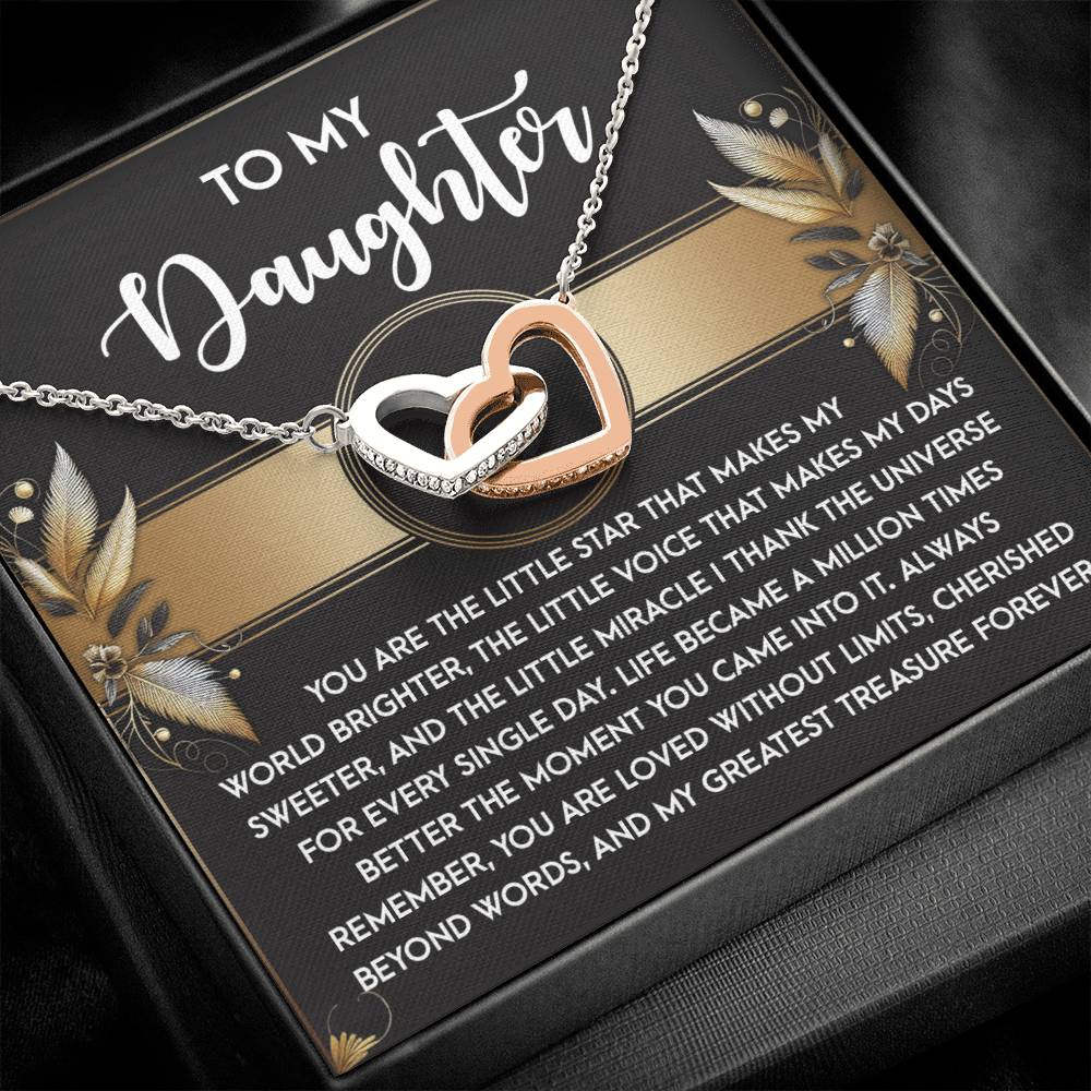 Daughter - Greatest Treasure - Interlocking Hearts