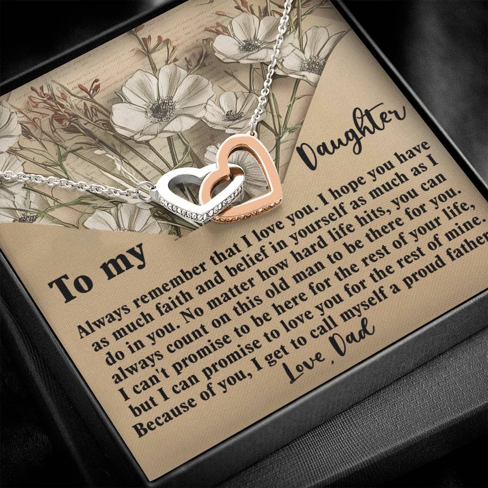 Daughter - Proud Father - Interlocking Hearts