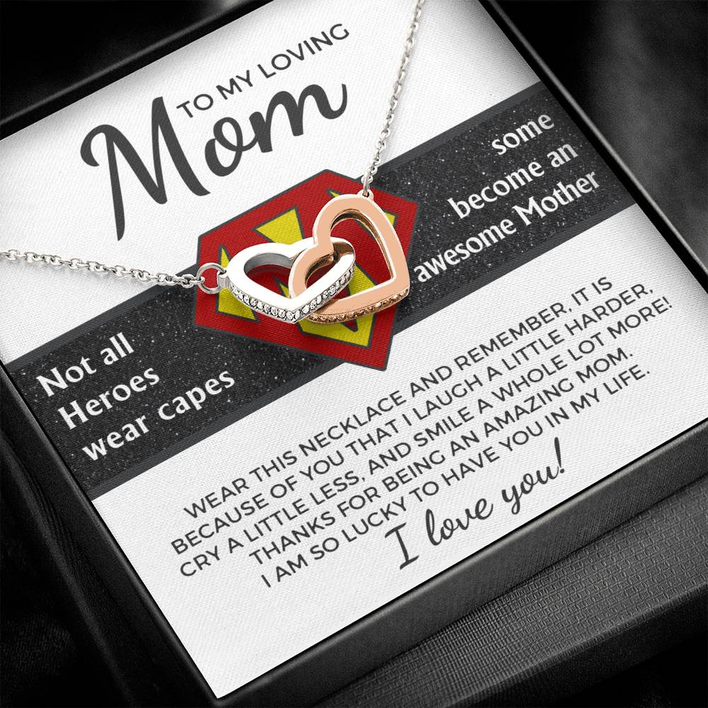 Mom - Awesome Mother - Interlocking Hearts