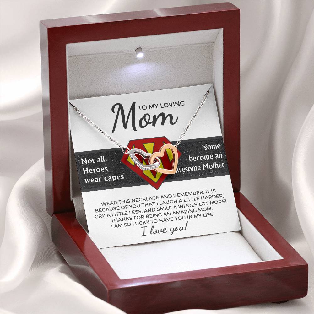 Mom - Awesome Mother - Interlocking Hearts