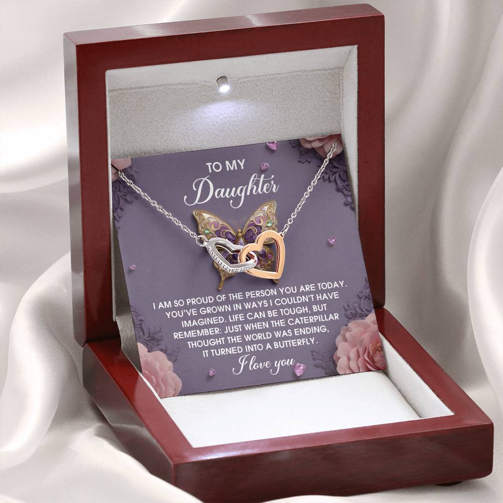 Daughter - A Butterfly - Interlocking Hearts