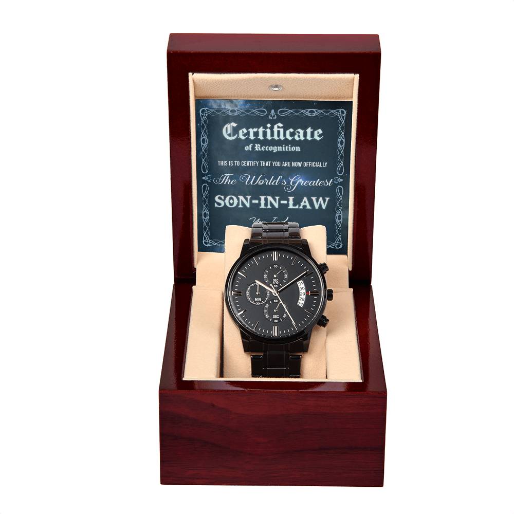 Yerno - Certificado de Logro - Reloj Cronógrafo de Metal