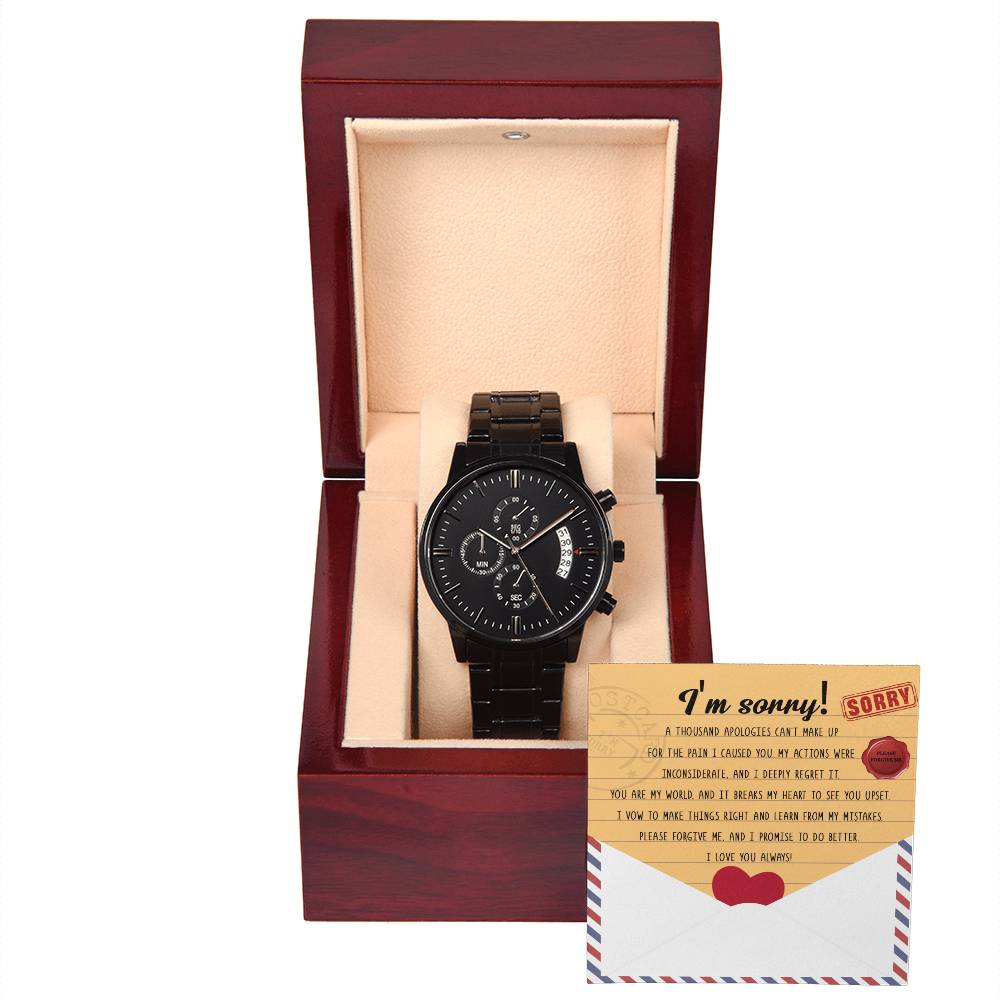 Lo siento - Me rompe el corazón - Reloj cronográfico negro