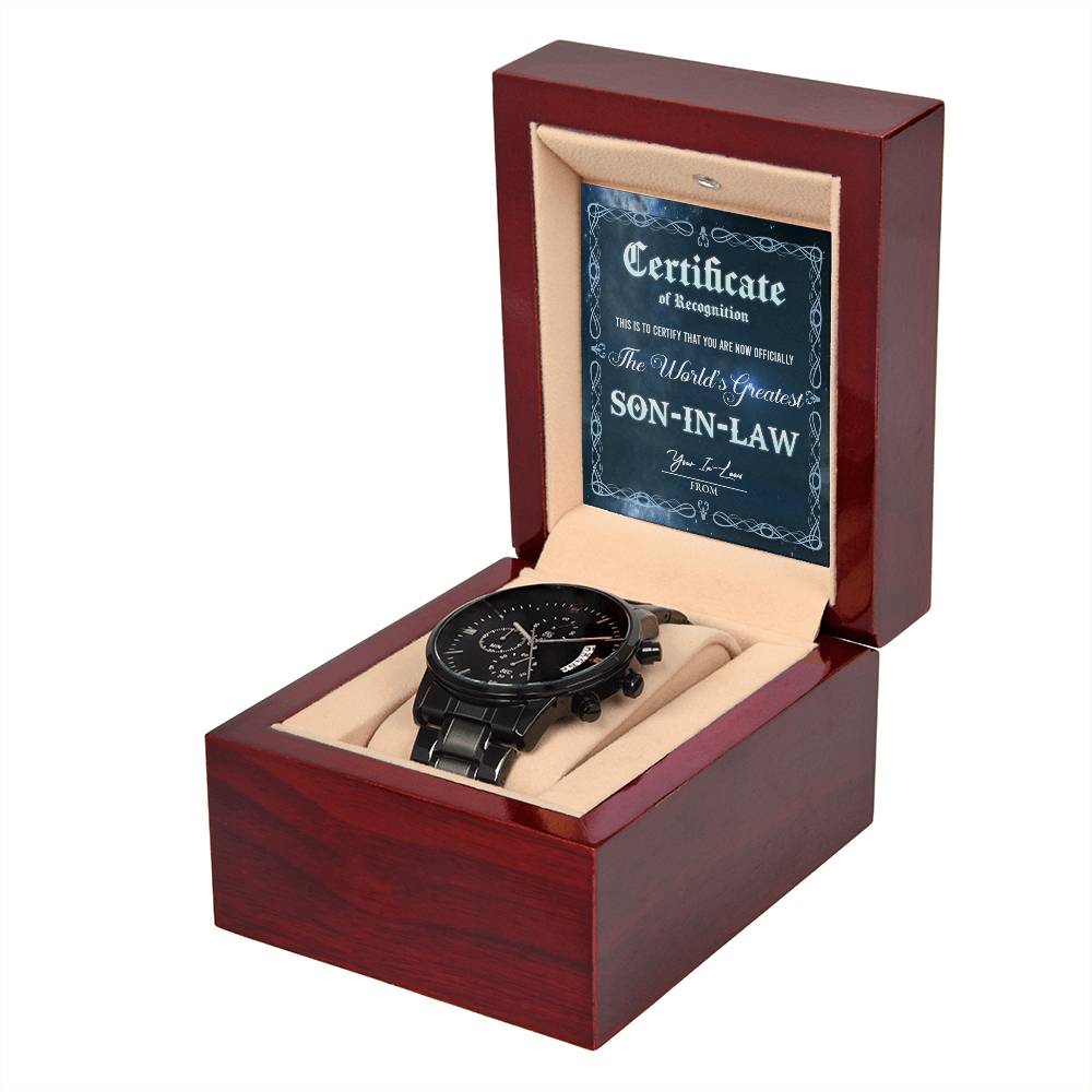 Yerno - Certificado de Logro - Reloj Cronógrafo de Metal