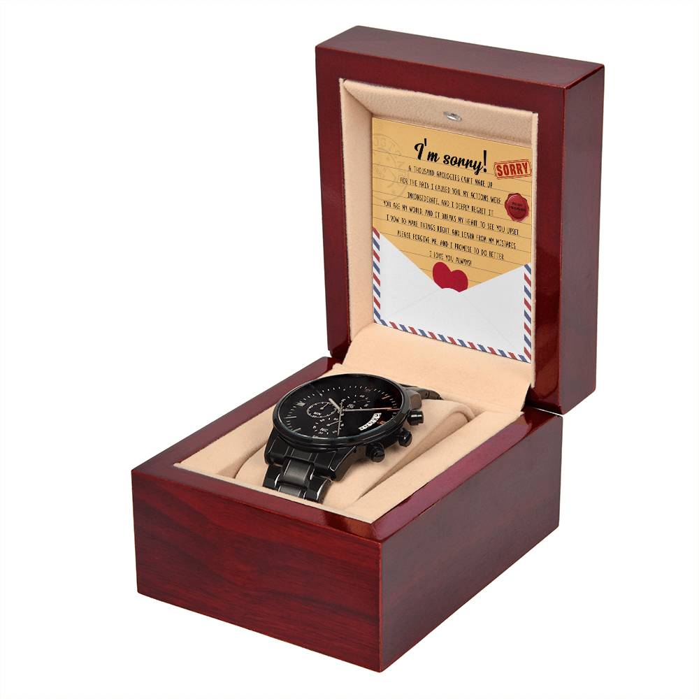 Lo siento - Me rompe el corazón - Reloj cronográfico negro