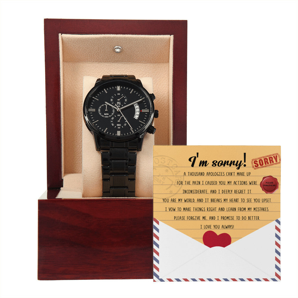 Lo siento - Me rompe el corazón - Reloj cronográfico negro
