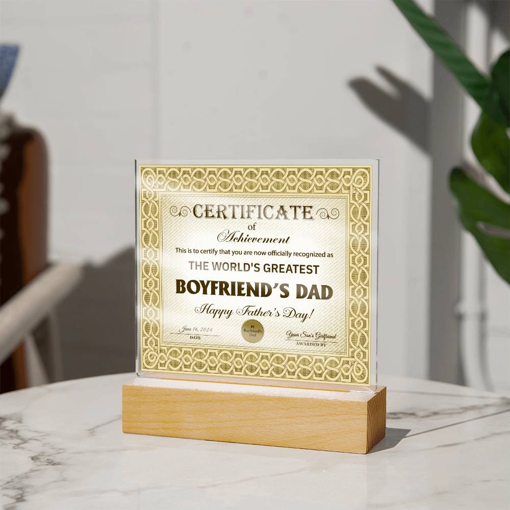 Certificado de logro para el padre de mi novio