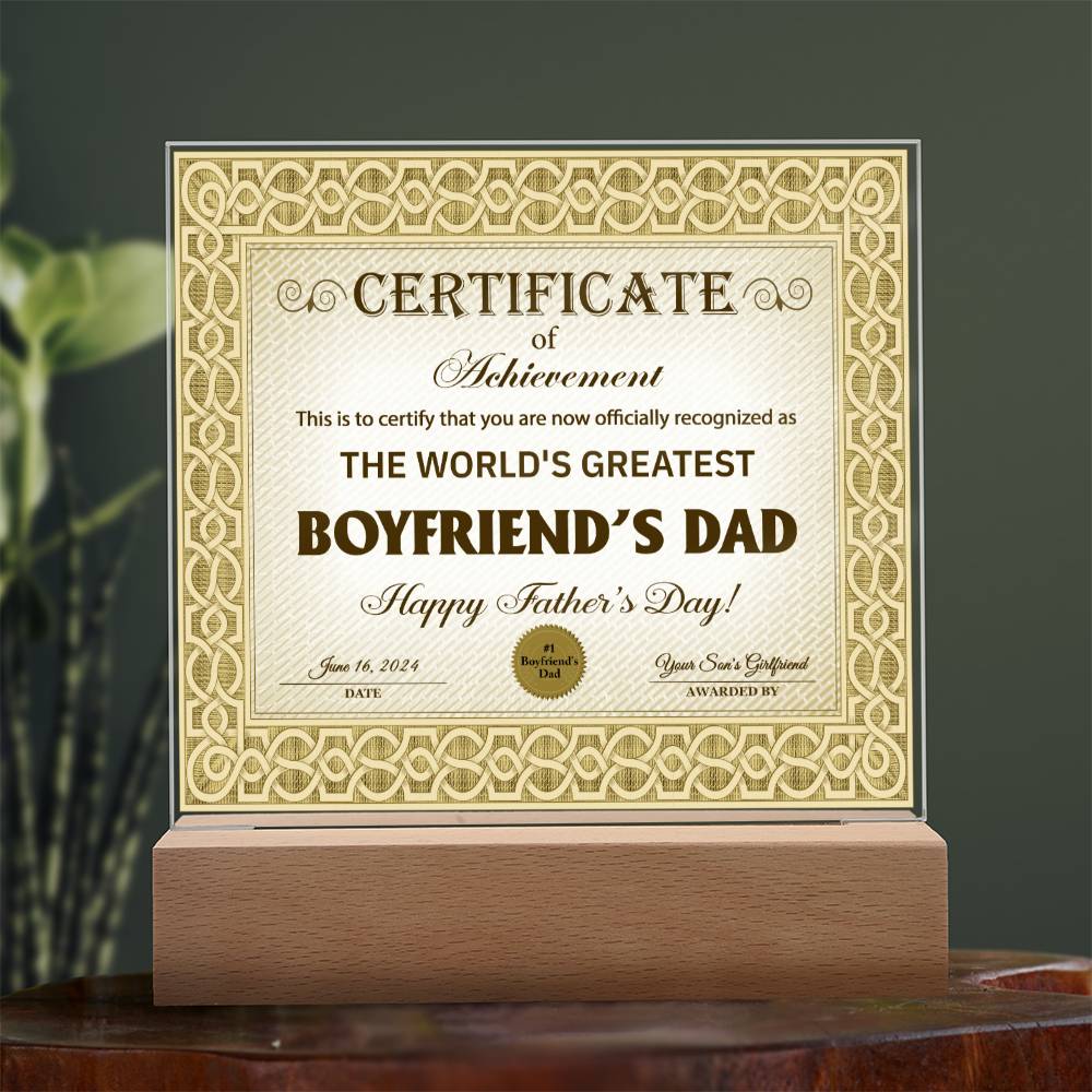 Certificado de logro para el padre de mi novio